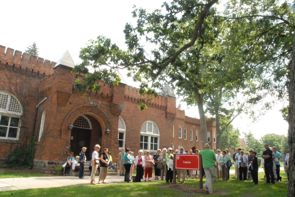 Participants of the pilgrimage gather at the Galeria building at SS. Cyril and Methodius Seminary in Orchard Lake. The Galeria serves as the campus art gallery, and features Polish and Polish-American art as well as lectures and concerts. 