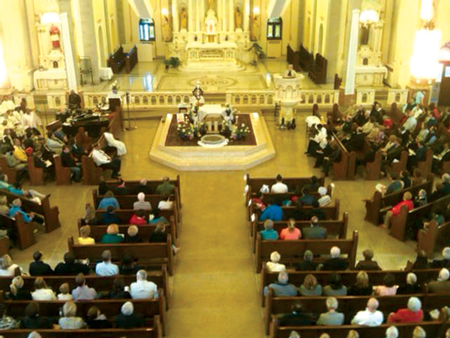 The pews were filled during a Mass mob May 4 at St. Charles Borromeo, a welcome sight for the struggling Detroit parish.