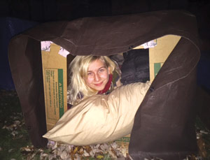 Outside in boxes, nearly 70 youth spent a night in solidarity with their homeless peers Nov. 8 at St. Frances Cabrini Parish, Allen Park. 