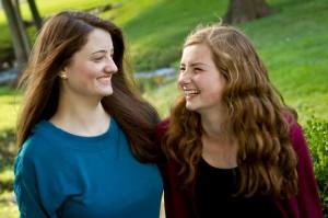 Jackie Beltowski, left, smiles with her twin sister, Callie.
