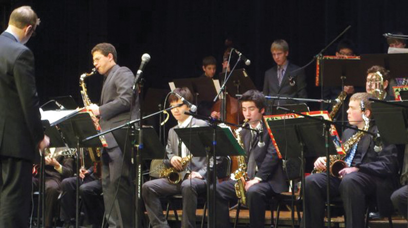 Orchard Lake St. Mary’s band performs at a jazz festival in Tiffin, Ohio. Next month, the band will travel overseas for the first time to perform in the LOTOS Jazz Festival in Poland.