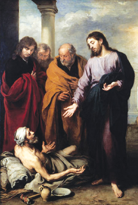 Jesus heals a paralytic in this classic work by Bartolome Esteban Murillo. 
