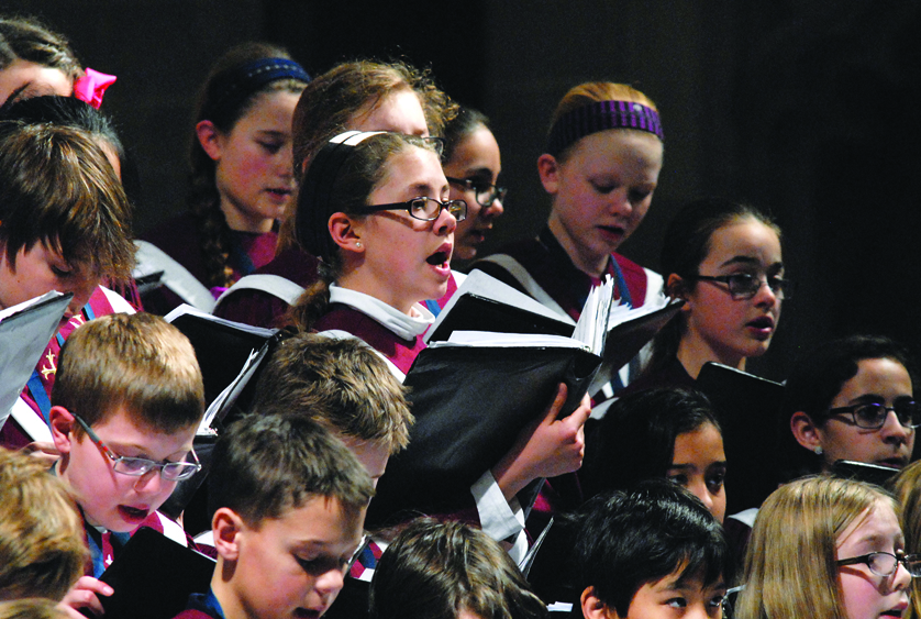 Members of the St. Francis of Assisi School choir from Ann Arbor sing a selection during a March 19 festival sponsored by the American Federation Pueri Cantores at the Cathedral of the Most Blessed Sacrament.  