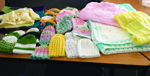 Some of the handcrafted baby items produced by St. Andrew’s ministry.  
