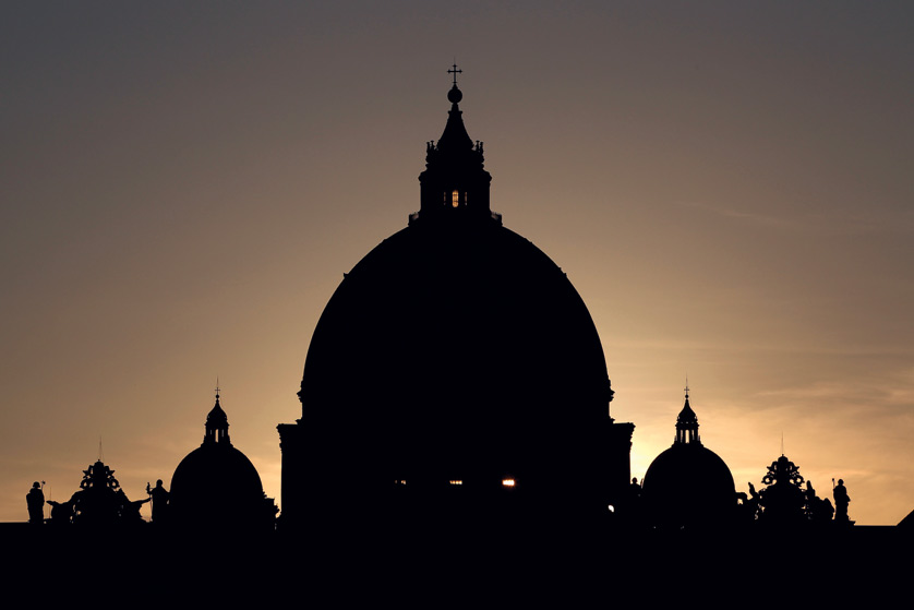 The dome of St Perter's Basilica is seen at sunset at the Vatican in 2010. Paul Haring | CNS Photo
