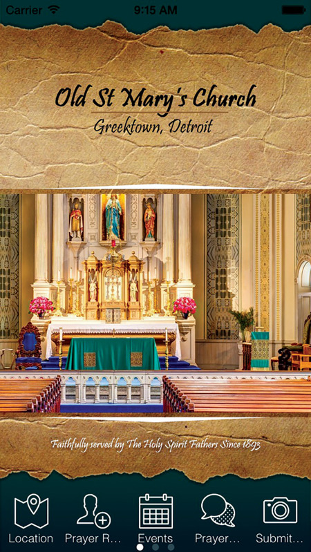 Old St. Mary's Parish in Detroit has its own smartphone app. With smartphones becoming nearly ubiquitous, local parishes are starting to look to online mobile applications as a supplement to traditional parish bulletins.
