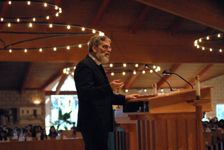 Jesuit Bro. Guy Consolmagno, a Detroit native who was named director of the Vatican Observatory by Pope Francis in September, speak to a group of students at St. Mary of the Hills Parish in Rochester Hills on Nov.19. Dan Meloy | The Michigan Catholic