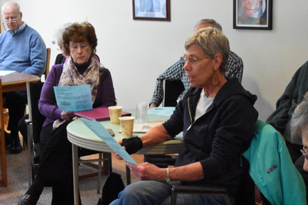 Retreat participants read prayers to St. Joseph as part of an Advent reflection Dec. 3 at the Mary Reparatrix Retreat House in Riverview. Dan Meloy | The Michigan Catholic