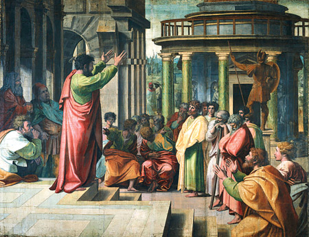 St. Paul preaches to the Greeks in Athens in this 1515 work by Raphael. Paul was able to overcome adversity in his preaching because he trusted in God's providence to bless his work, no matter how futile it seemed. CNS Photo