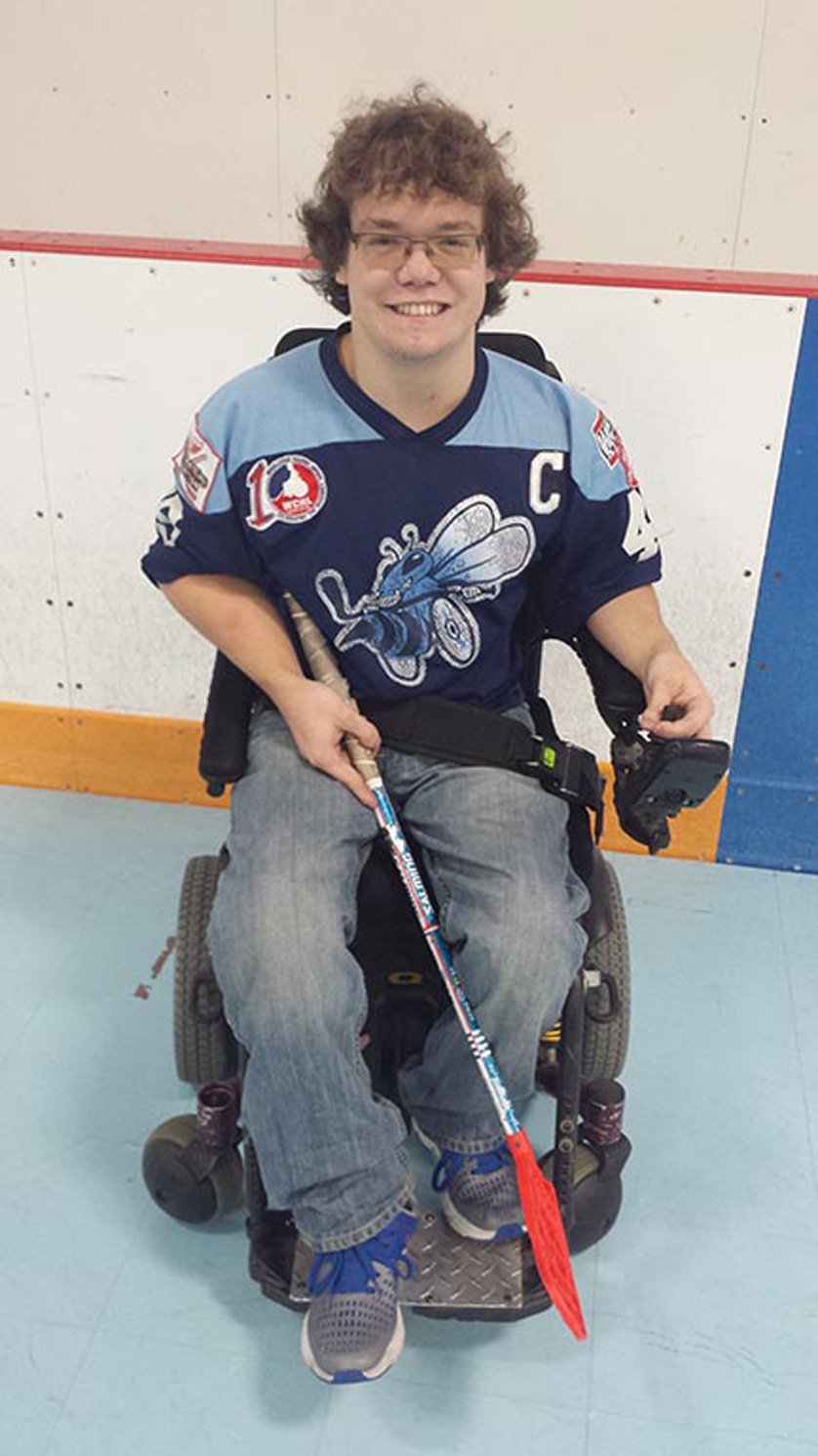 Kevin Konfara, a 23-year-old graduate of Dearborn Divine Child High School and Madonna University, is the all-time leading scorer int he Michigan-based Wheelchair Hockey League with 565 career goals and 681 assists. Konfara was born with Larsen Syndrome, a disorder that affects the development of bones throughout the body. Courtesy of Kevin Konfara