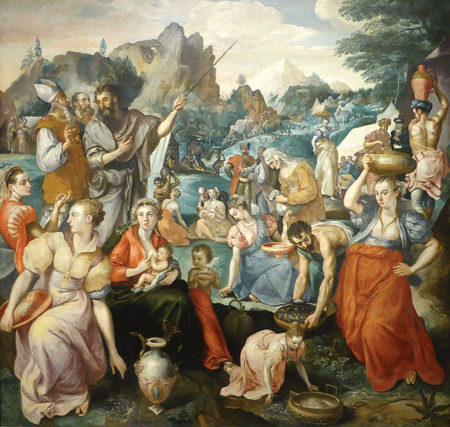 The Hebrews sgather manna in the desert in this 16th century work by Alte Pinakothek. In Revelation, Jesus says he will give "hidden manna" to those who believe in him, but the manna of the Israelites was not hidden at all. CNS photo