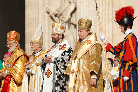 Eastern-rite prelates attend a Mass celebrated by Pope Benedict XVI in St. Peter's Square in 2012 to mark the 50th annivesary of the opening of the Second Vatican Council. Paul Haring | CNS Photo