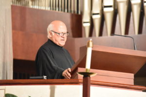 Fr. George Shalhoub, pastor at the Basilica of St. Mary Antiochian Orthodox Church in Livonia, gives a homily during an ecumenical prayer service in honor of SS. Joachim and Anne on July 25 at the Cathedral of the Most Blessed Sacrament. 