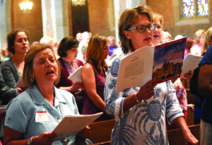 Parish ministers from across the Archdiocese of Detroit sing during the opening Mass of the Convocation of Lay Ecclesial Ministers on Aug. 31 at Sacred Heart Major Seminary. The convocation served as a preview to the themes of Synod 16, which will take place Nov. 18-20.