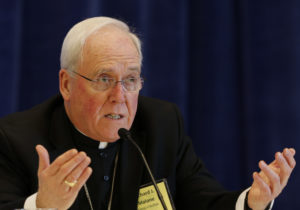 Bishop Richard J. Malone of Buffalo, N.Y., speaks during a news conference in November 2015 fall general assembly of the U.S. Conference of Catholic Bishops in Baltimore. (CNS photo/Bob Roller) 